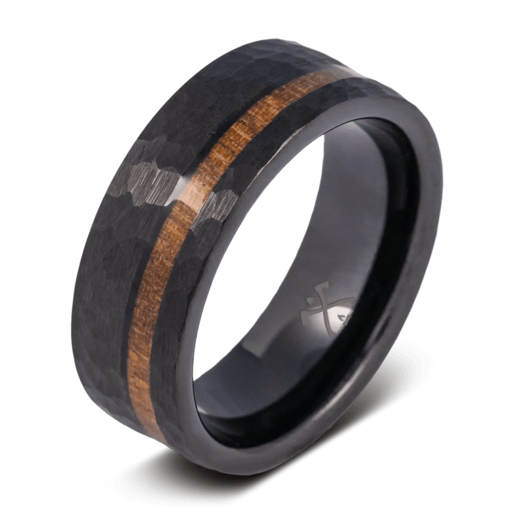 Tungsten Bison Hammered Mens Wedding Band