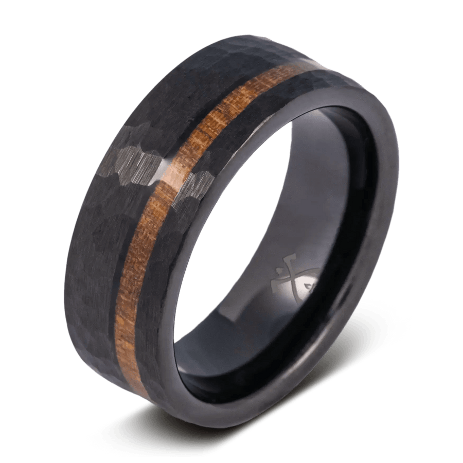 Tungsten Bison Hammered Mens Wedding Band