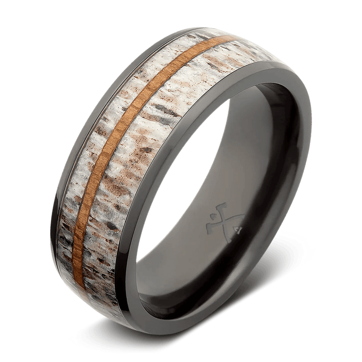 Black Zirconium Oryx Polished Mens Wedding Band
