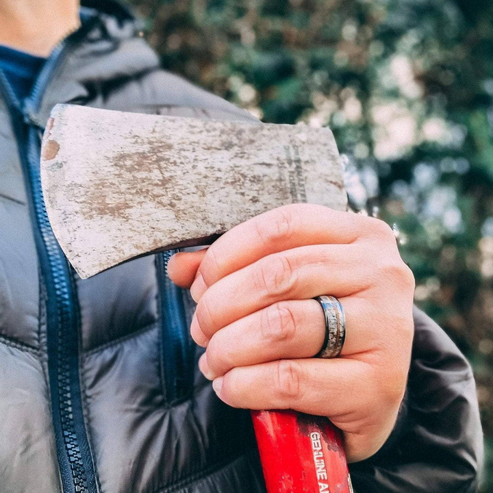 Black Zirconium Oryx Polished Mens Wedding Band