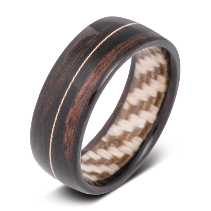 Ebony Wood Troubadour Polished Mens Wedding Band