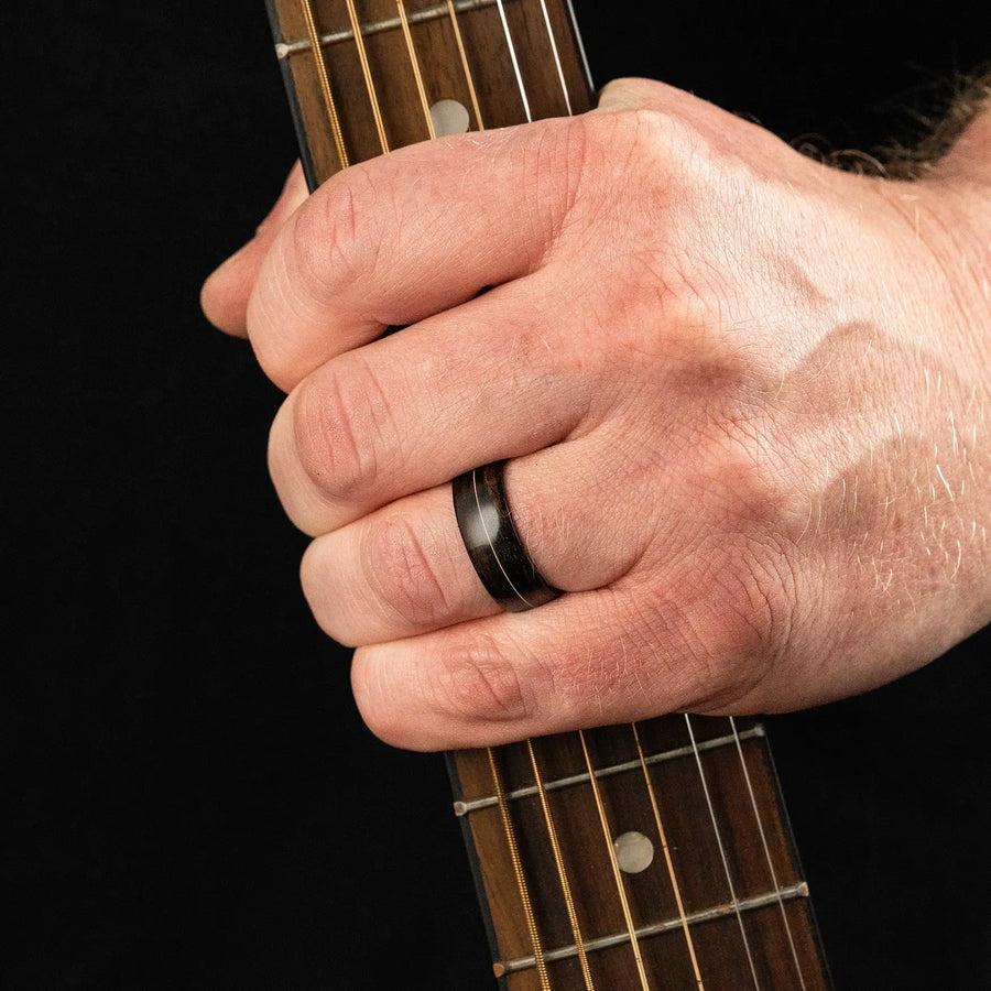 Ebony Wood Troubadour Polished Mens Wedding Band