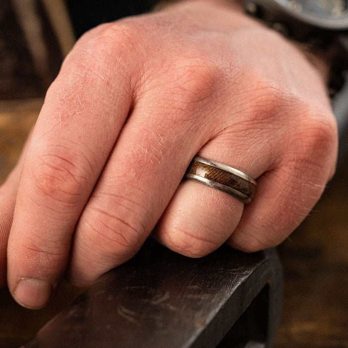 Titanium Macarthur Distressed Mens Wedding Band
