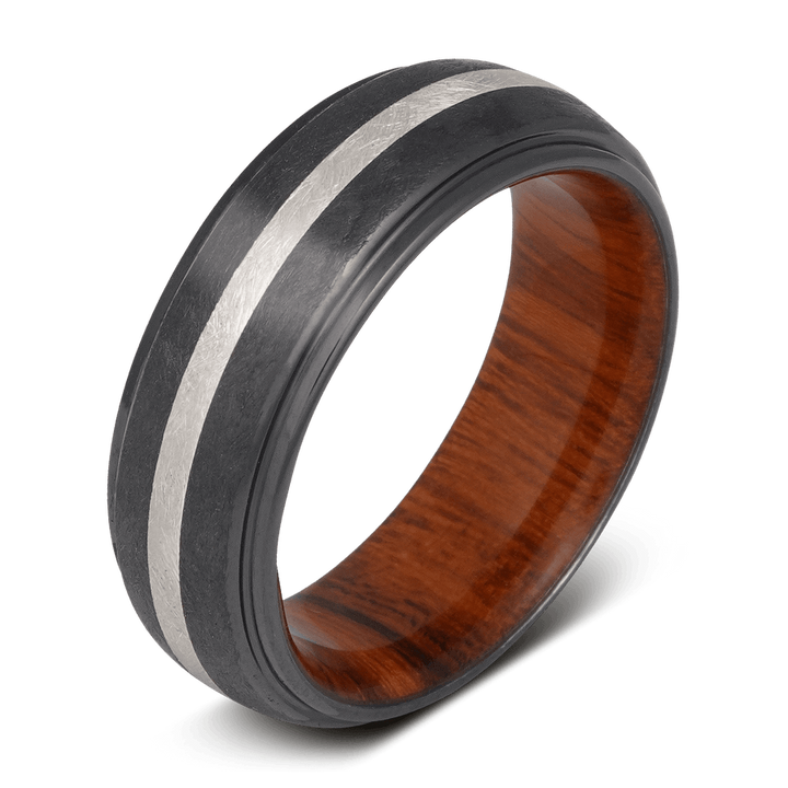 Black Zirconium Aragorn Distressed Mens Wedding Band