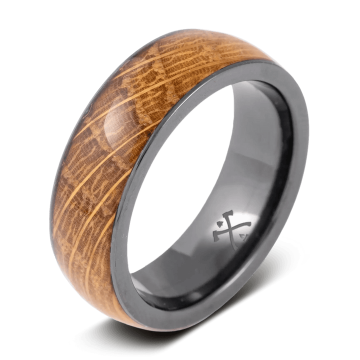 Black Zirconuim Rye Polished Mens Wedding Band