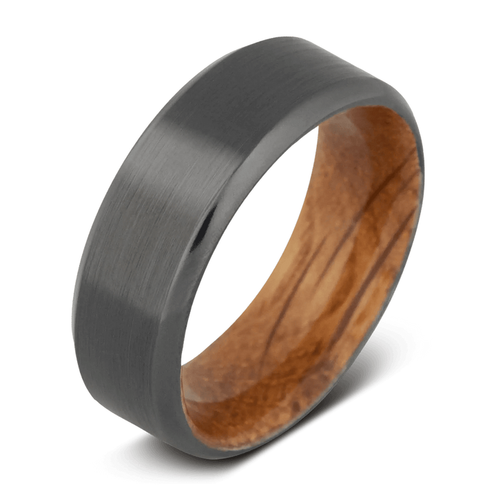 Black Zirconium Aficionado Satin Mens Wedding Band