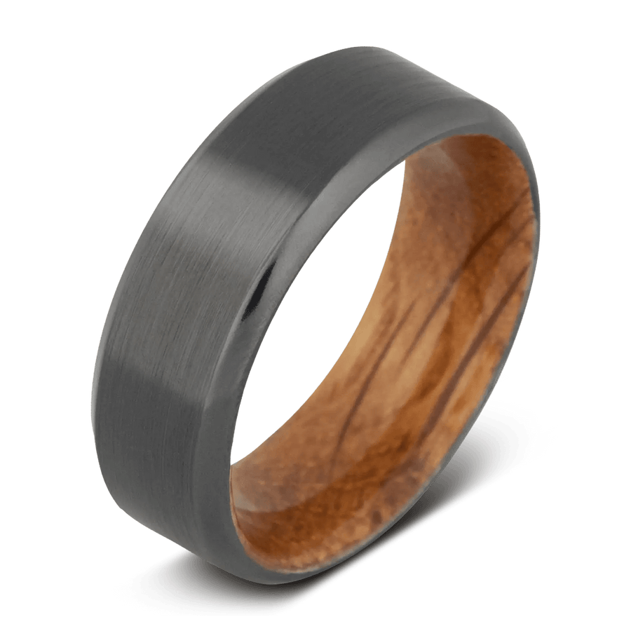 Black Zirconium Aficionado Satin Mens Wedding Band