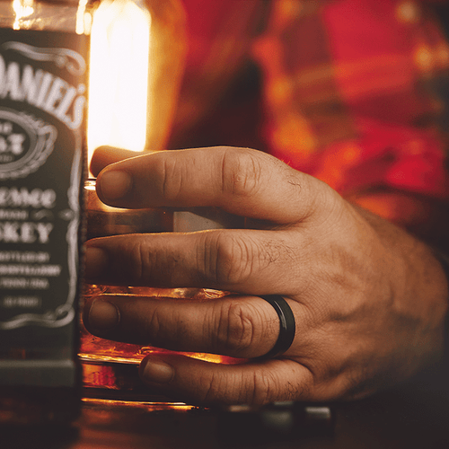 Black Zirconium Aficionado Satin Mens Wedding Band