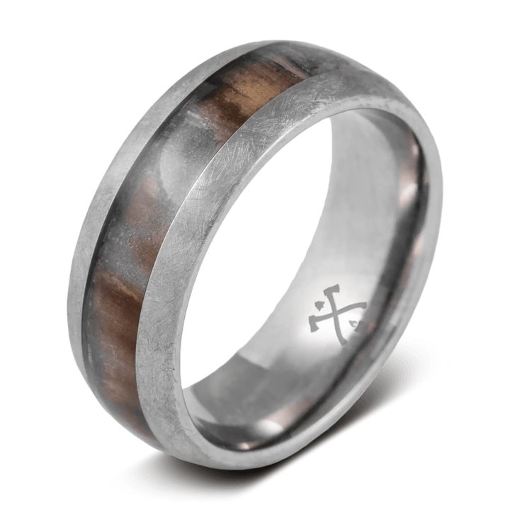 Titanium Ragnar Distressed Mens Wedding Band