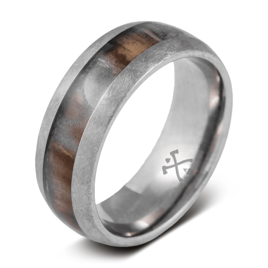 Titanium Ragnar Distressed Mens Wedding Band