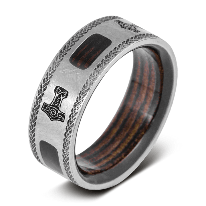 Titanium Thor Distressed Mens Wedding Band