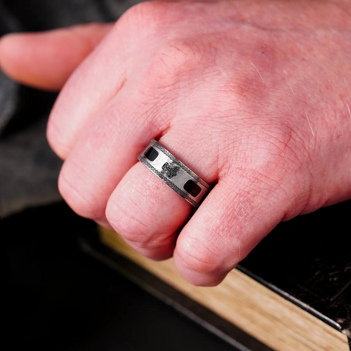 Titanium Thor Distressed Mens Wedding Band