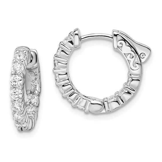 Silver CZ Huggie Hoop Earrings