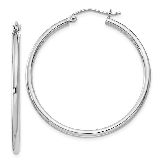 Sterling Silver White Large Hoop Earrings