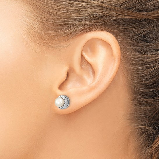 Sterling Silver Pearl Stud Earrings
