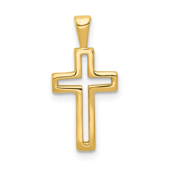 14k Yellow Gold Open Cross Charm