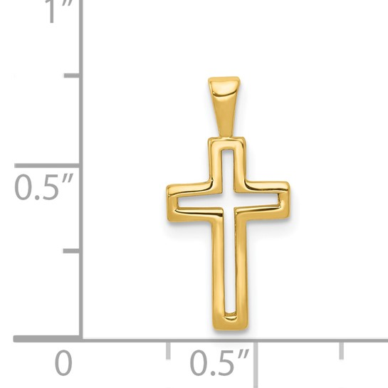 14k Yellow Gold Open Cross Charm