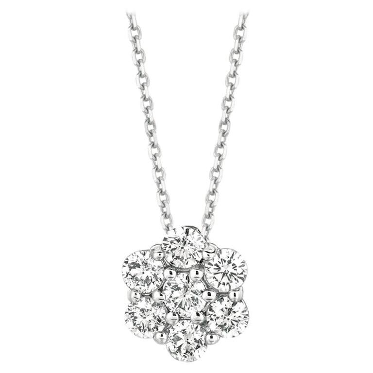 14k White Gold Cluster Diamond Pendants
