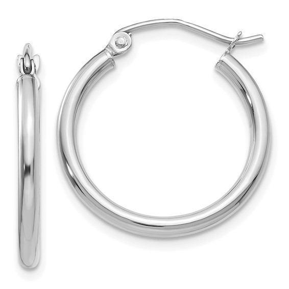 14k White Gold Medium Hoop Earrings