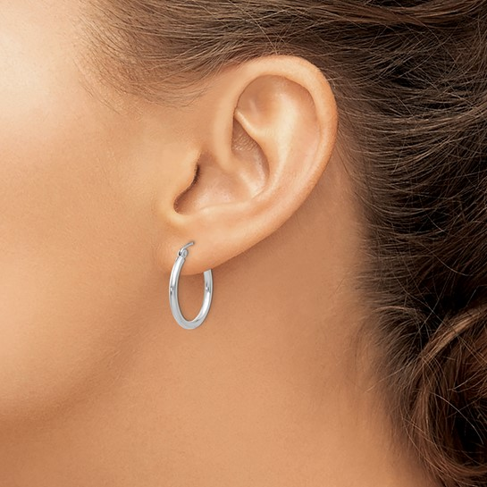 14k White Gold Medium Hoop Earrings