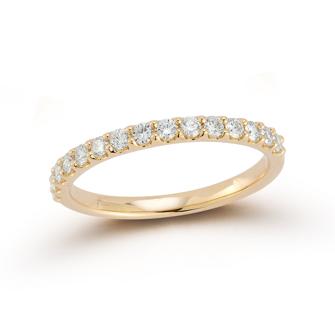 14k Yellow Gold Prong Set 0.78ctw Round Diamond Wedding Band