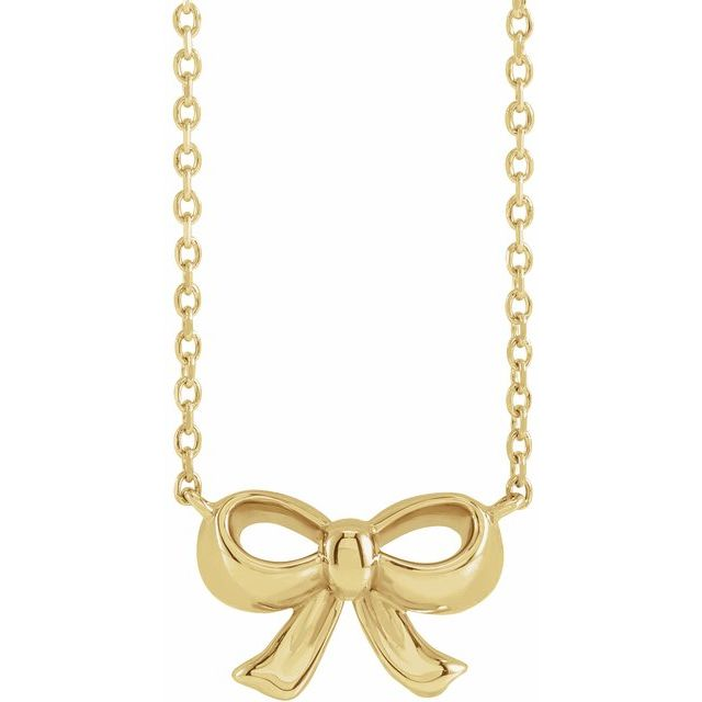 14k Yellow Gold Bow Necklace