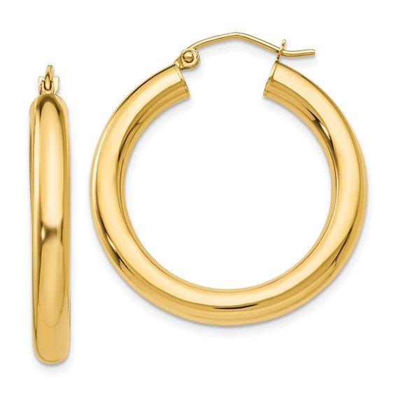 14k Yellow Gold Medium Hoop Earrings