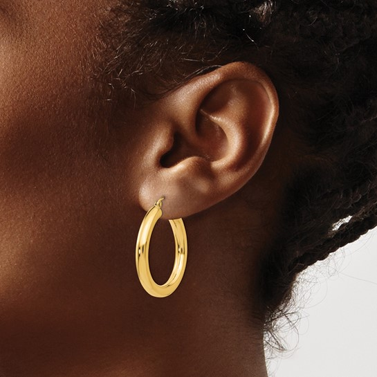 14k Yellow Gold Medium Hoop Earrings