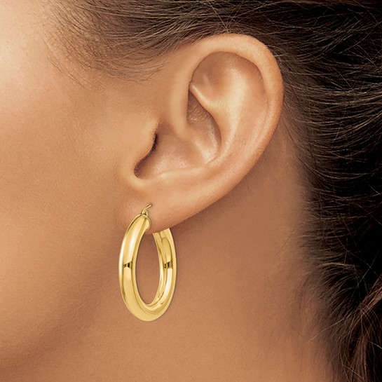 14k Yellow Gold Medium Hoop Earrings