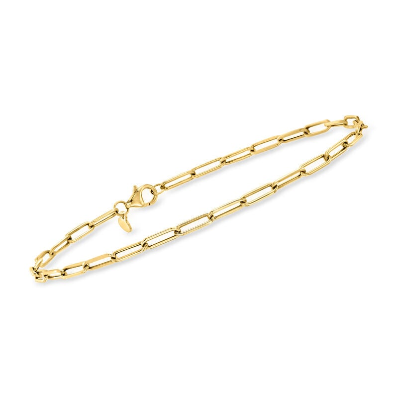 14k Yellow Gold Paper Clip Anklet