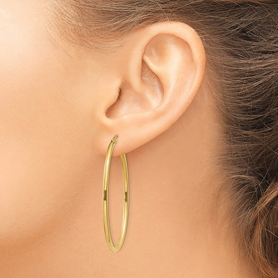 14k Yellow Gold Oval Hoops Earrings