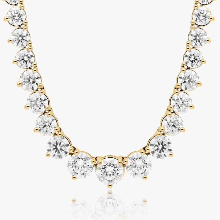 14k Yellow Gold Graduated Tennis Lab Grown Diamond Necklace
