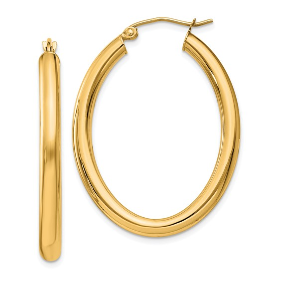 14k Yellow Gold Oval Earrings
