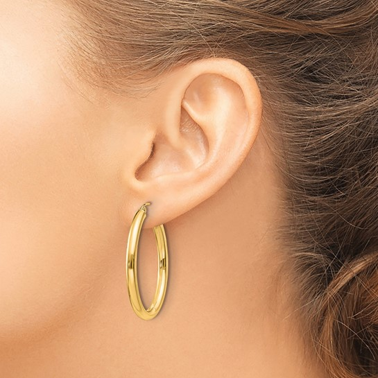 14k Yellow Gold Oval Earrings