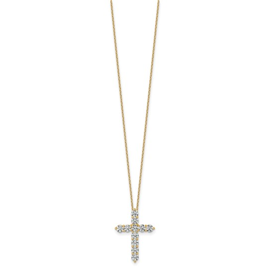 14k Yellow Gold Cross Lab Grown Diamond Pendants
