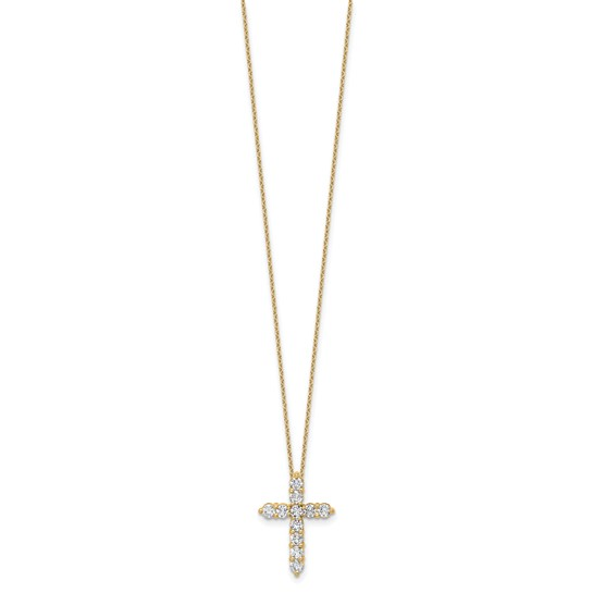 14k Yellow Gold Cross Lab Grown Diamond Pendant