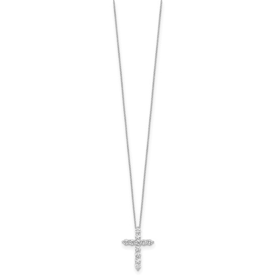 14k White Gold Cross Lab Grown Diamond Pendant