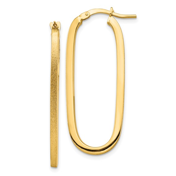 14k Yellow Gold Oval Hoops Earrings
