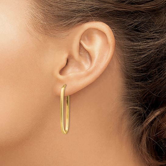14k Yellow Gold Oval Hoops Earrings