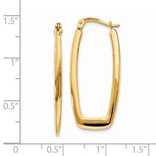 14k Yellow Gold Rectangle Earrings