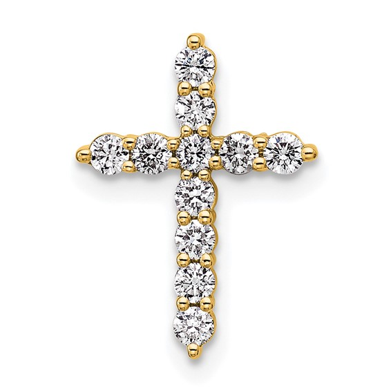 14k Yellow Gold Cross Lab Grown Diamond Pendant