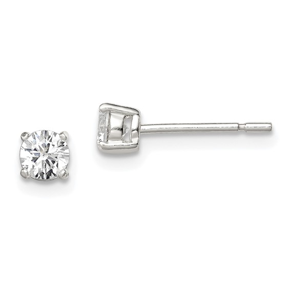 Sterling Silver White 4 Prong Earrings