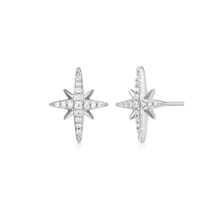 Cardinal Points Stud Earrings in Rhodium-Plated Sterling Silver