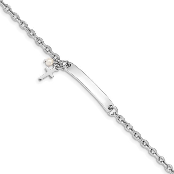 Sterling Silver Childrens ID Cross Bracelet