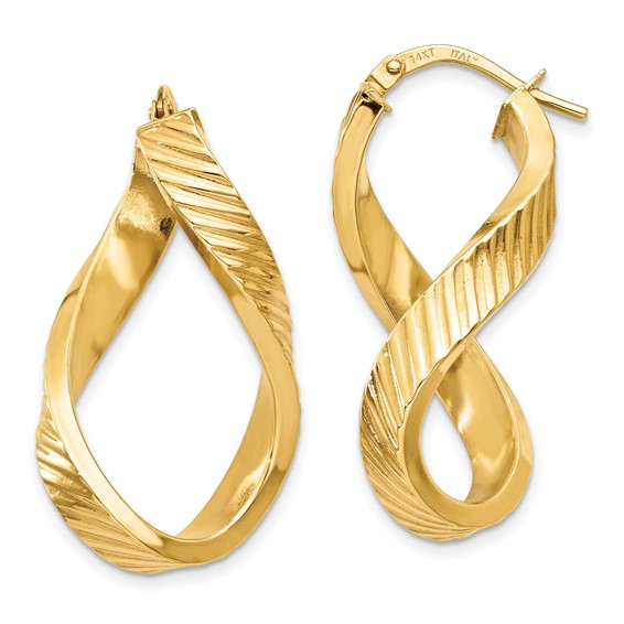 14k Yellow Gold Twisted Hoop Earrings