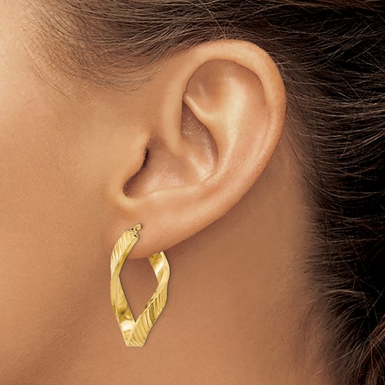 14k Yellow Gold Twisted Hoop Earrings