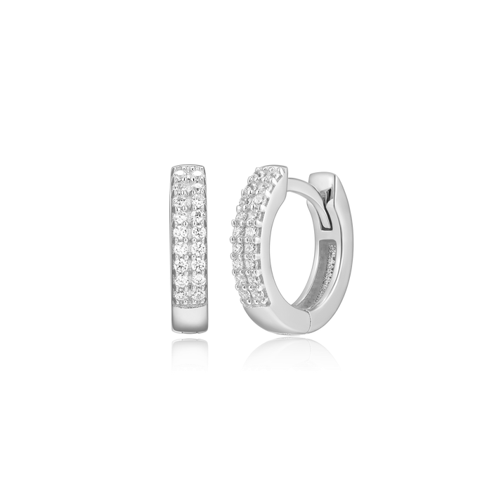 Sterling Silver White Gold Huggies Earrings