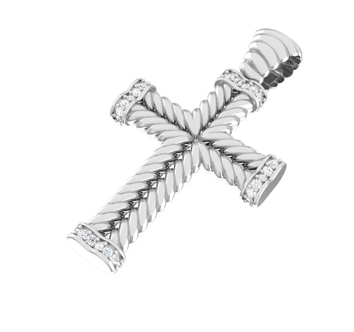 14k White Gold Cross Charm