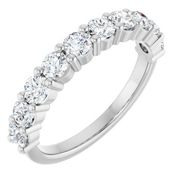 14k White Gold Shared Prong Round Lab Grown Diamond Wedding Band