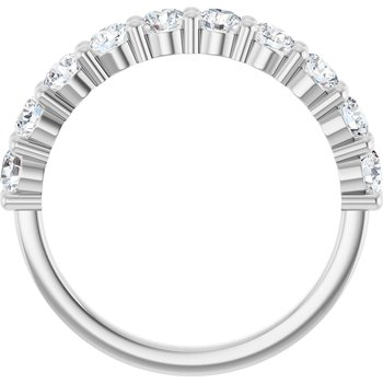 14k White Gold Shared Prong Round Lab Grown Diamond Wedding Band